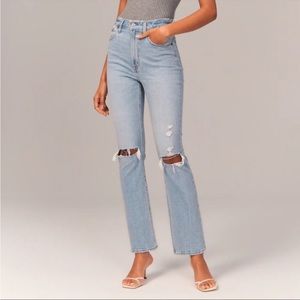 Abercrombie & Fitch Curve Love Ultra High Rise Ankle Straight Jeans 25S